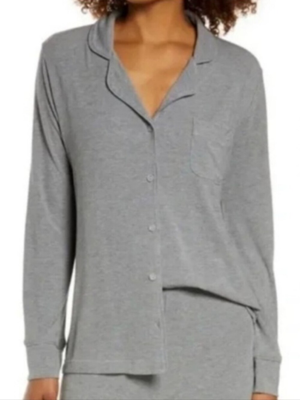 SKIMS Sleep Long Button Down Sleep Top Gray XS
